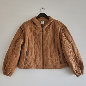 Quilted Tan Bomber Jacket